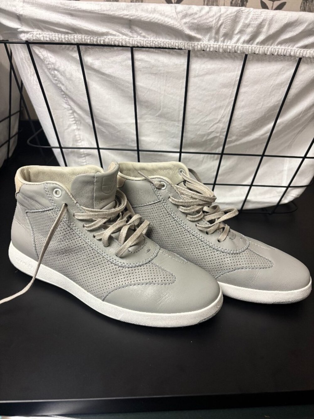 Cole Haan GrandPro Gray Leather High Top Sneakers Women’s 8.5